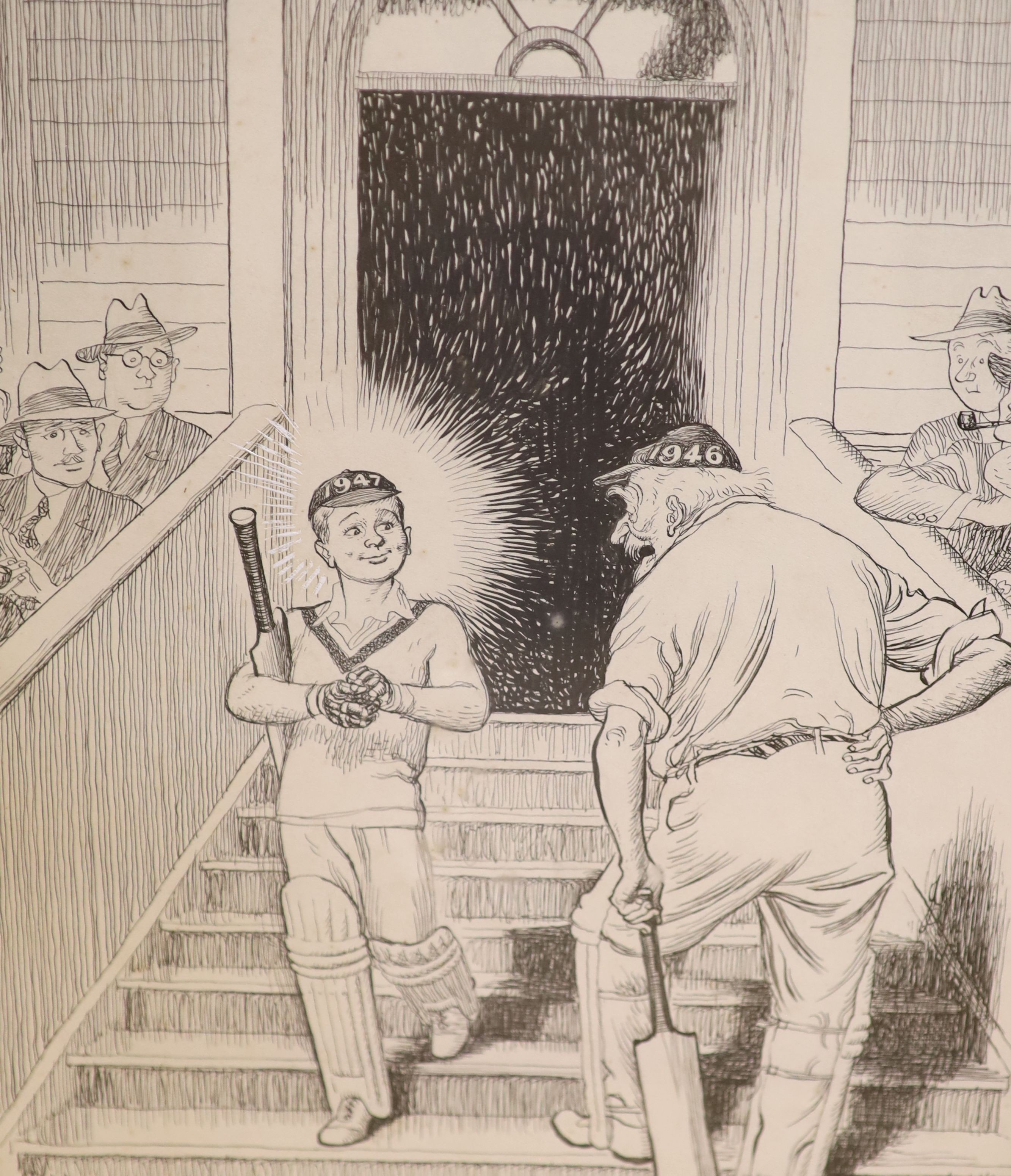 Leslie Gilbert Illingworth (1902-1979), pen and ink, 'A Sticky Wicket', signed, 38 x 28cm.